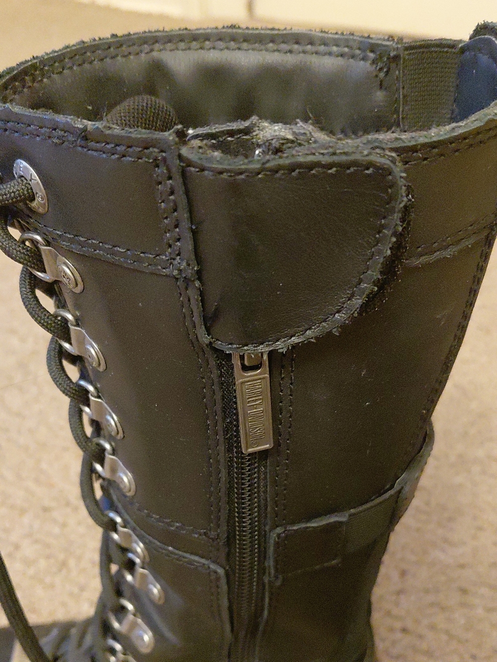 HARLEY DAVIDSON Knee High Black Leather Boots Size 5.5 - Picture 13 of 14